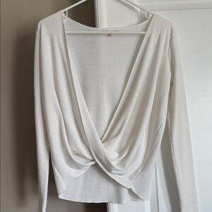 Urban Outfitters Cream Drape Front Sweater